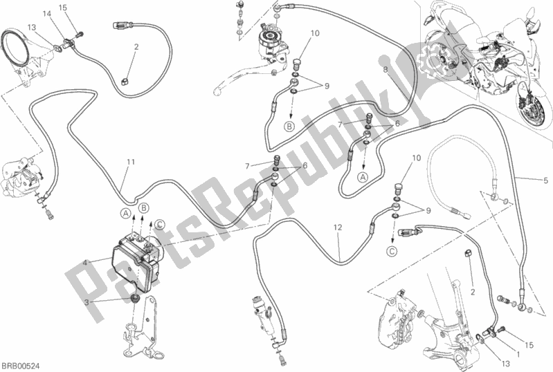 All parts for the Braking System Abs of the Ducati Multistrada 1200 S Pikes Peak Thailand 2017